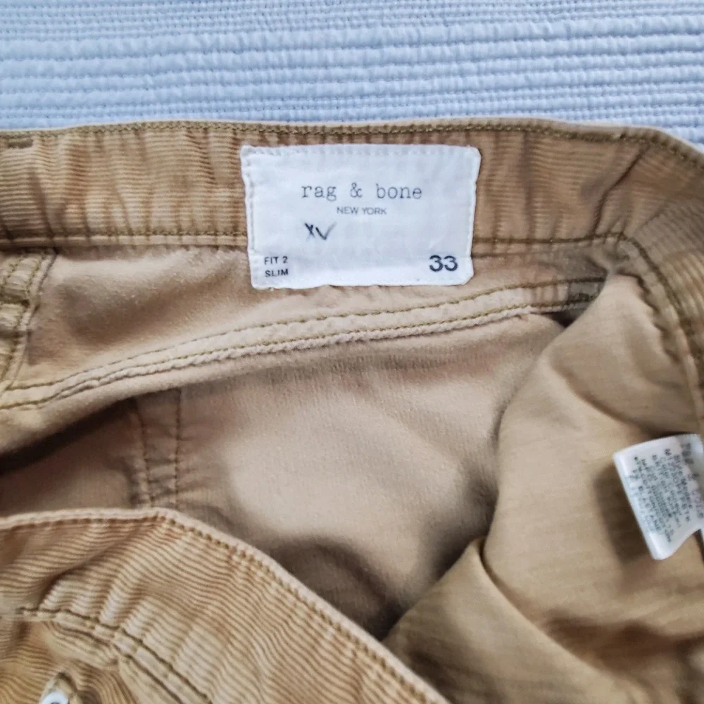 Rag & Bone Corduroy Pants Mens 33 British Khaki Camel Neutral Tone Downtown Prep